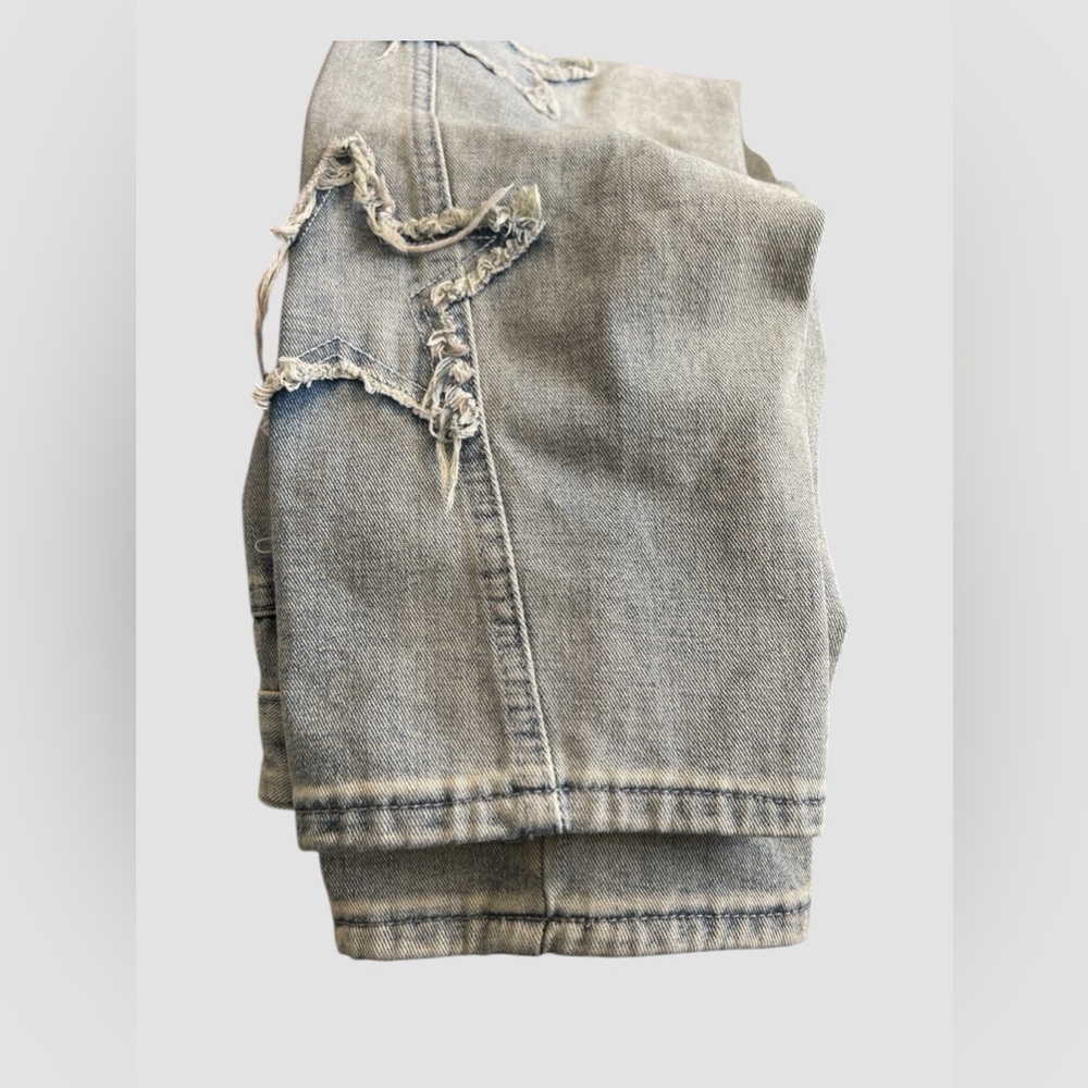 Women Loose Fit Boyfriend Jeans Baggy Y2K Straight Leg Star Patchwork Size Small - Picture 9 of 11